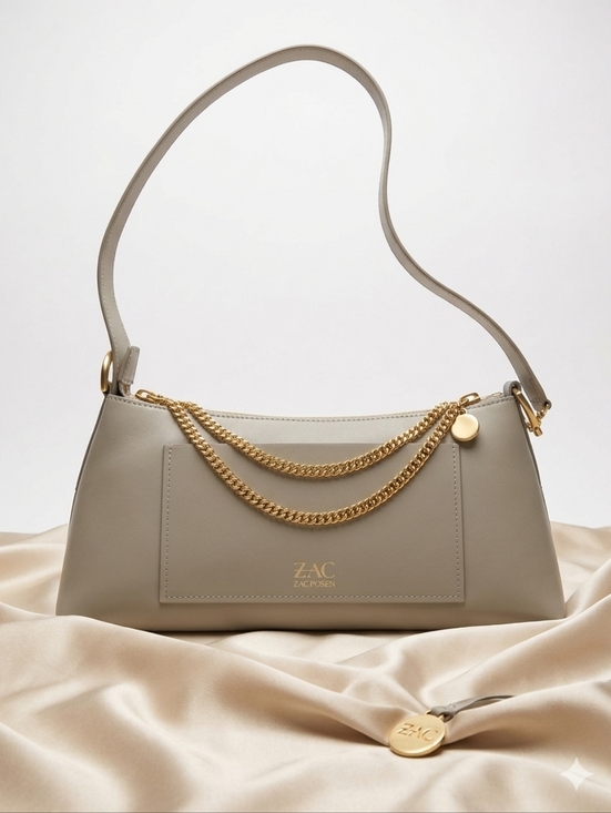 Zac Posen Handbags - ZAC POSEN EARTHA MINI ZIP TOP SHOULDER BAG IN SMOKE EMBER